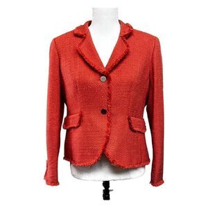 Vintage Focus 2000 Petite Tweed Coral Rust Suit Jacket Blazer